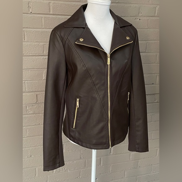 Kenneth Cole Brown Faux Leather Jacket M - Picture 2 of 12